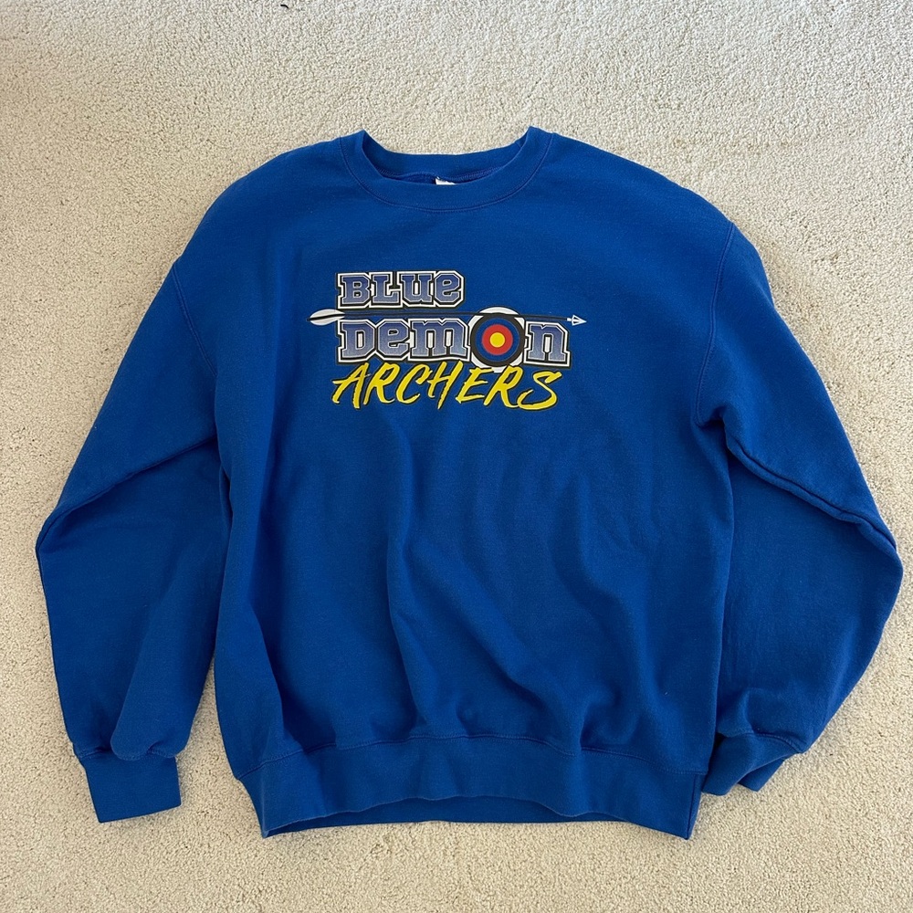 Electric Blue Graphic Crewneck